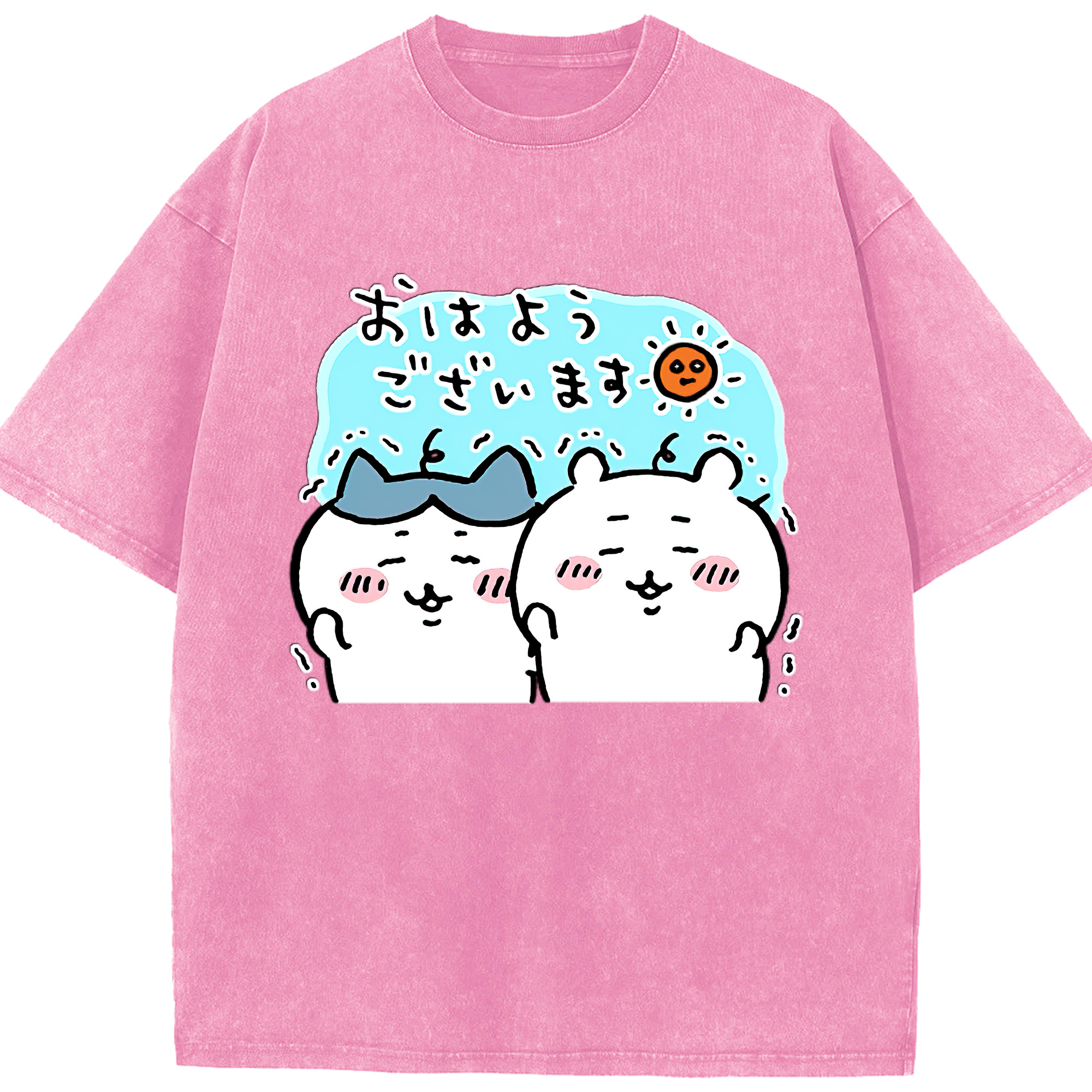 （画像用） ちいかわ ハチワレ Chii-kawa hachiware 綿100% ヴィンテージ風 半袖Tシャツ（フロントプリント）
